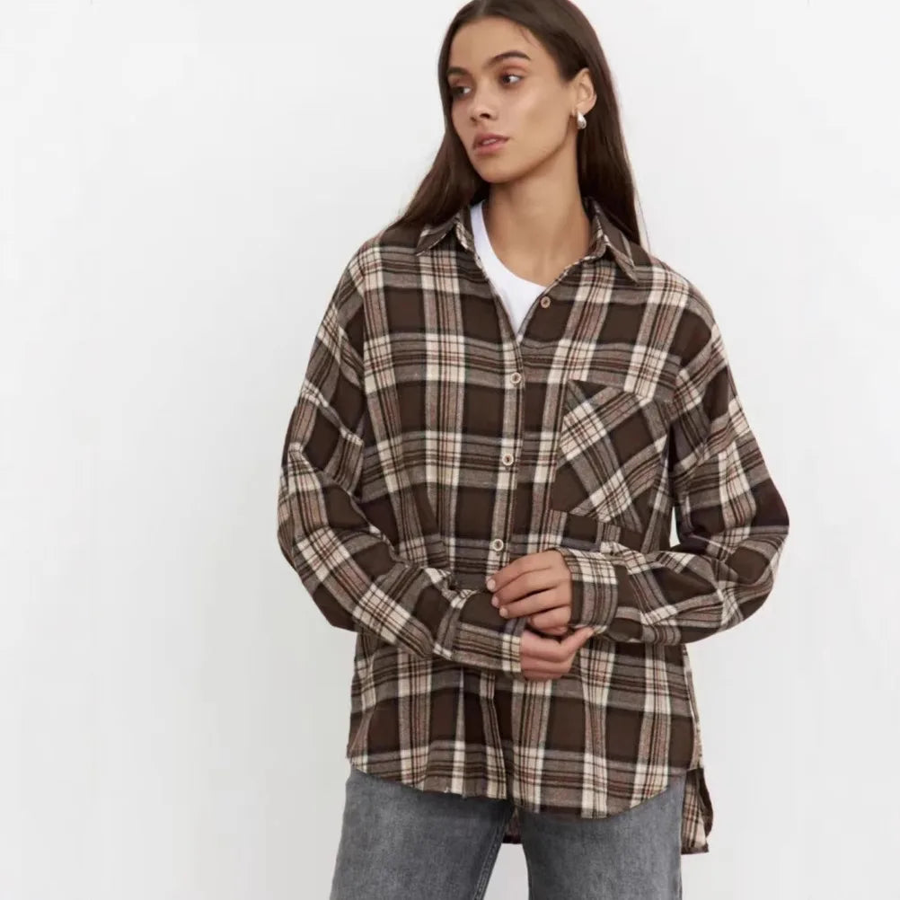 Surchemise à Carreaux et Imprimé Plaid pour Femme