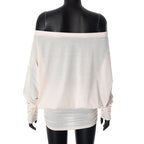 T-Shirt Asymétrique Épaule Dénudée - Haut Fluide Sexy