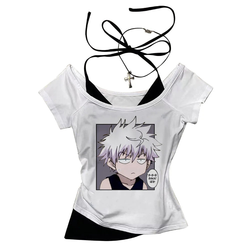 Crop Top Hunter x Hunter - T-Shirt Killua Hisoka Y2K