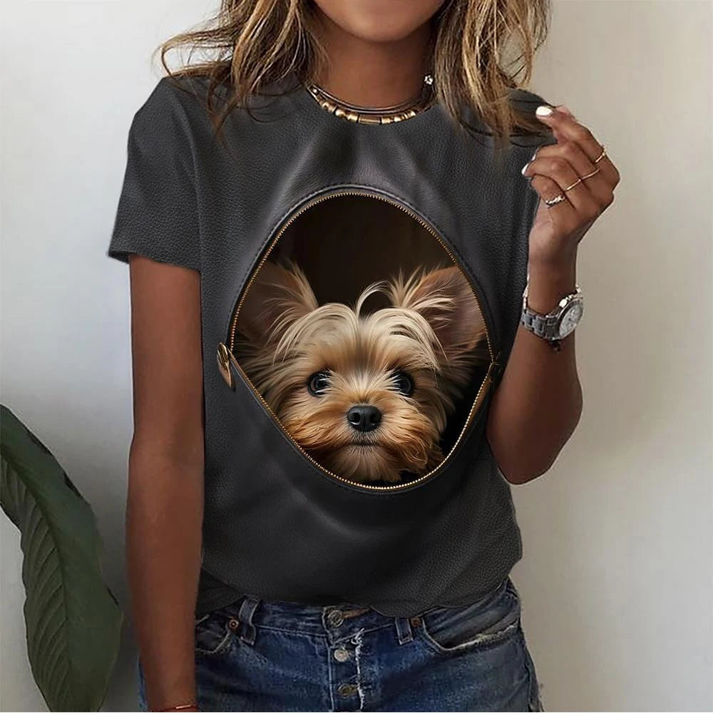 T-Shirt Chat 3D Kawaii Femme - Haut Y2K Respirant