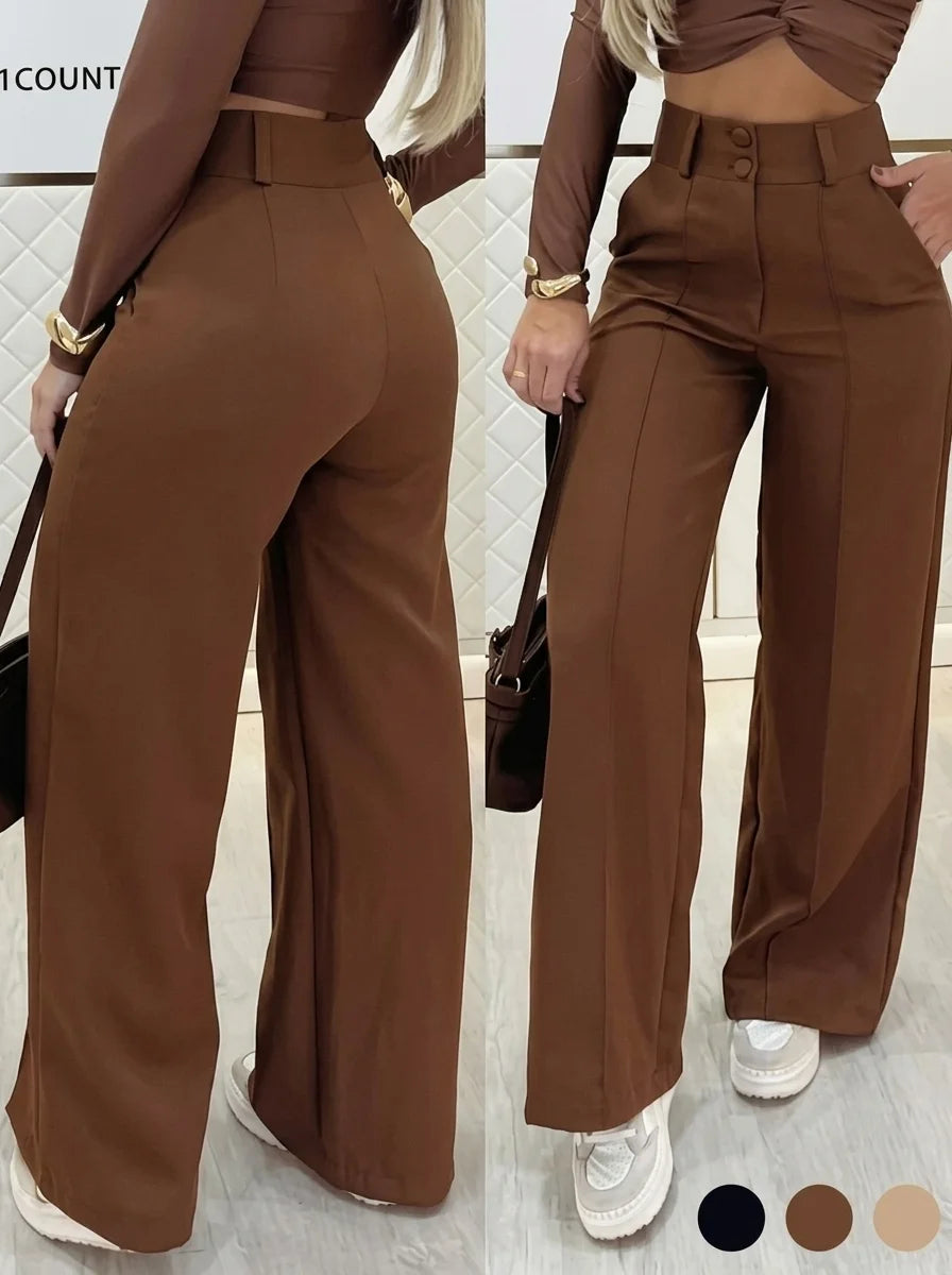 Pantalon de Costume Droit à Double Boutonnage - Look Élégant Chic