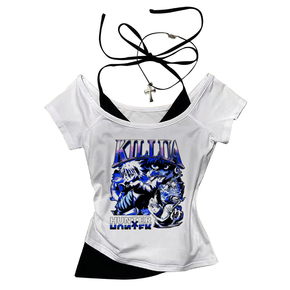 Crop Top Hunter x Hunter - T-Shirt Killua Hisoka Y2K