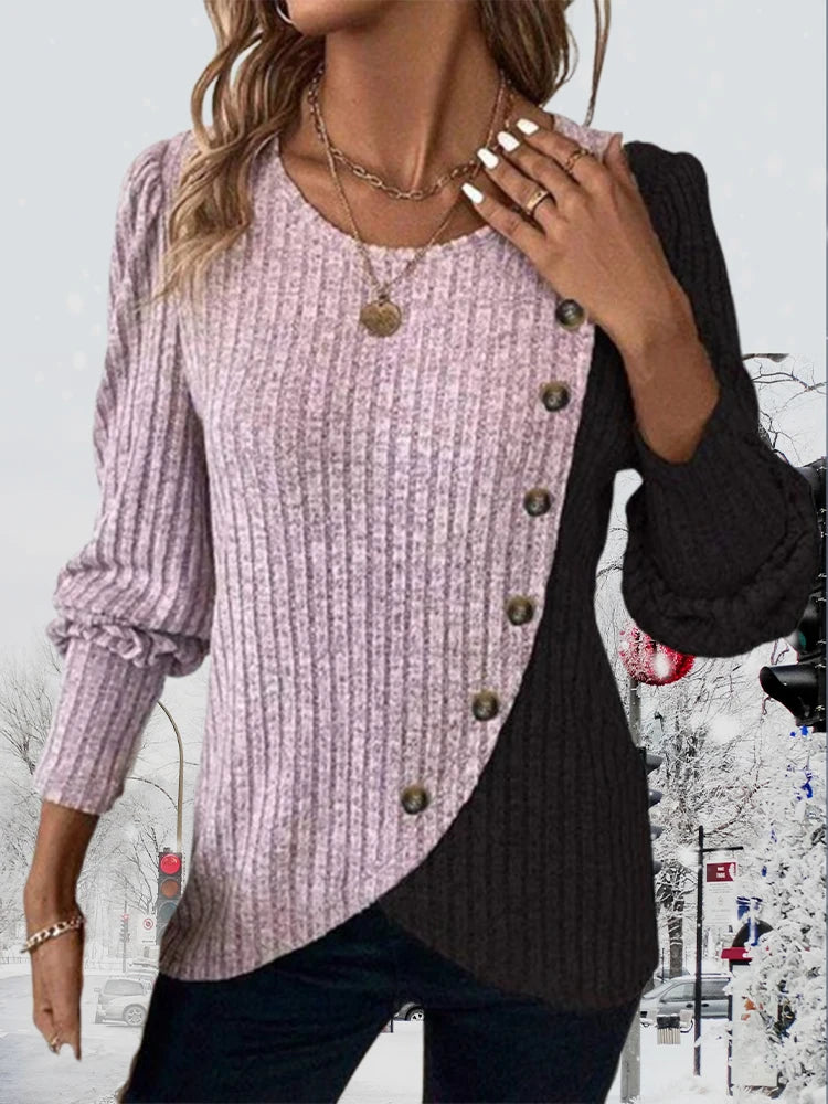 Pull Rayé Ample à Col Rond pour Femme - Style Casual