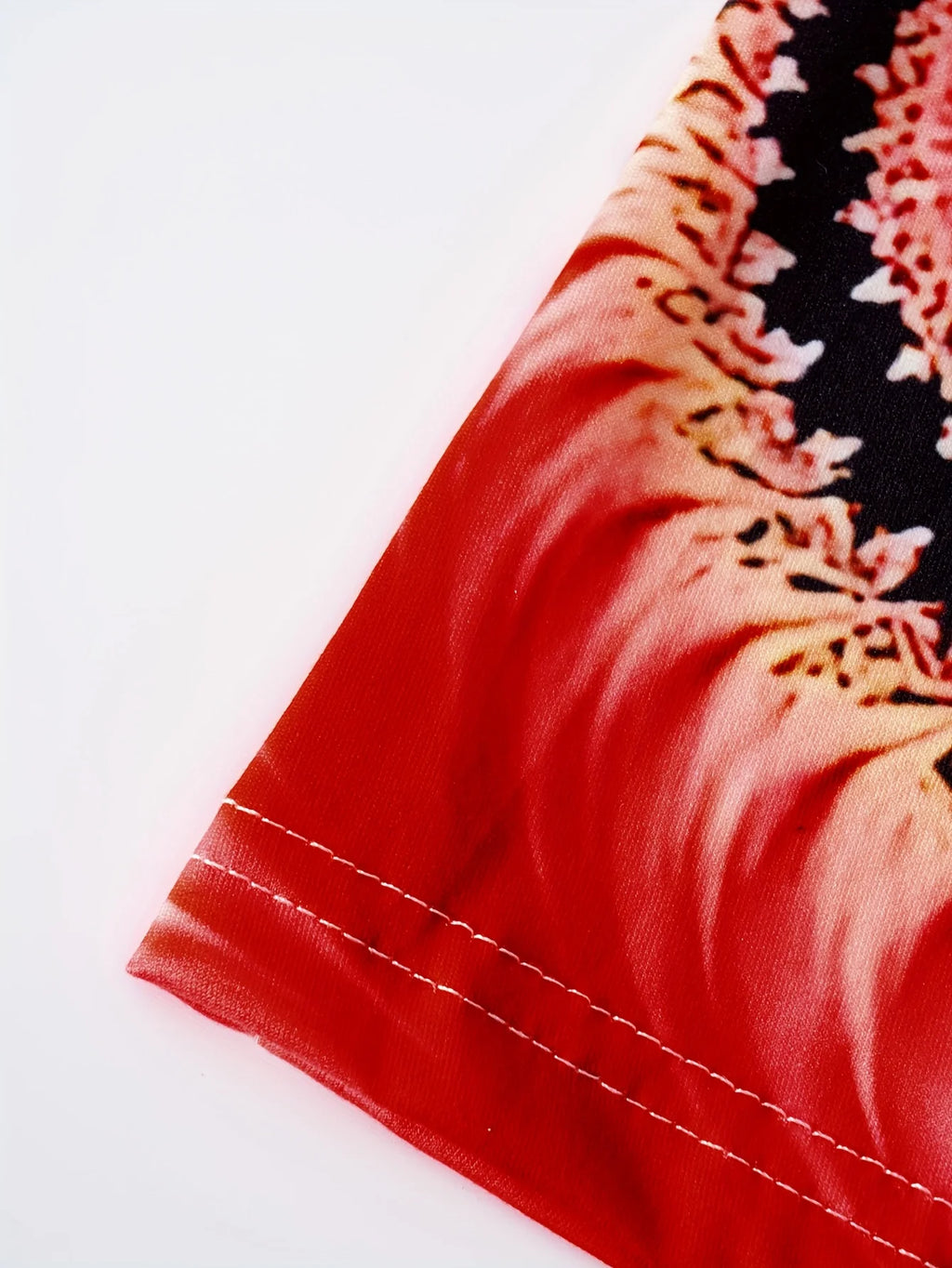 Robe d'Été Trapèze pour Femme – Robe Longue Décontractée à Imprimé Spirale Fractale Rouge Jaune et Noir