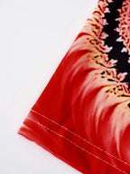 Robe d'Été Trapèze pour Femme – Robe Longue Décontractée à Imprimé Spirale Fractale Rouge Jaune et Noir