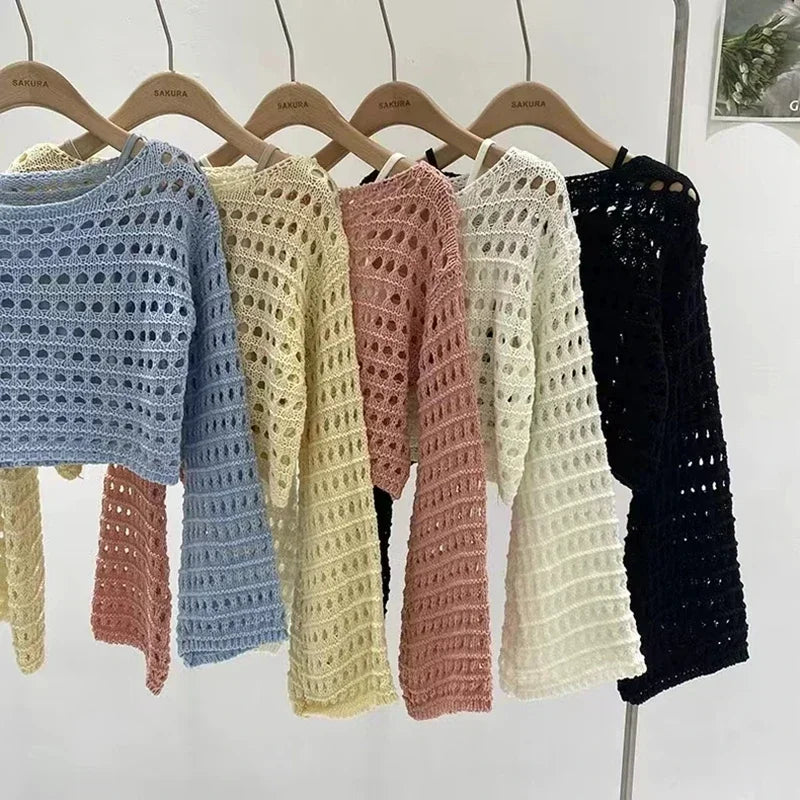 Haut de Plage en Maille Ajourée Style Boho - Crop Top Crochet