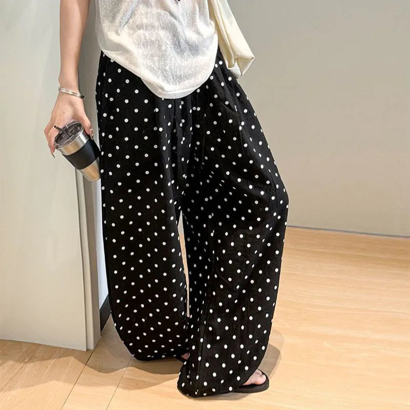Pantalon Large en Lin à Pois - Look Fluide d'Été