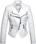 Veste en cuir pour femmes, mode européenne et américaine, moto, Slim, courte, fermeture éclair