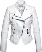 Veste en cuir pour femmes, mode européenne et américaine, moto, Slim, courte, fermeture éclair