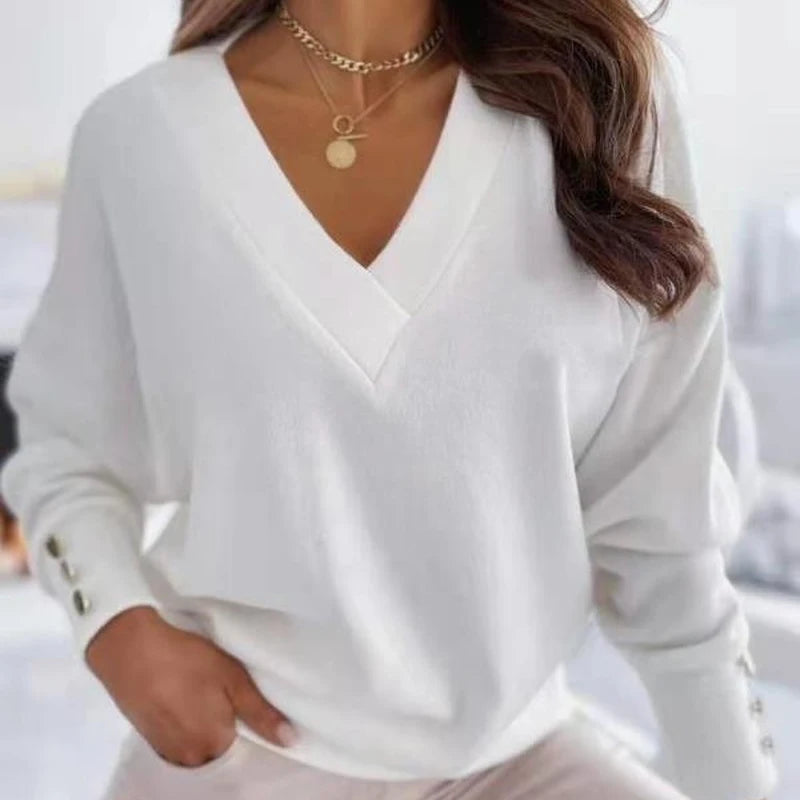 Pull Ample Col en V au Toucher Cachemire pour Femme - Magesuek