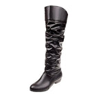 Automne et hiver nouvelles bottes hautes femmes talon De créateur bottes hautes noires bottes en cuir pour femmes grande taille 35-43 Botas De Mujer