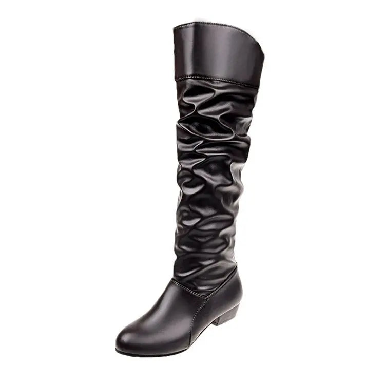 Automne et hiver nouvelles bottes hautes femmes talon De créateur bottes hautes noires bottes en cuir pour femmes grande taille 35-43 Botas De Mujer