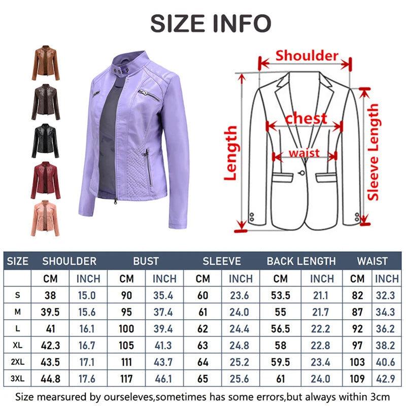Nouvelle veste en PU pour femme, couleur lavande, manches longues, 2026, vestes en cuir de moto tendance, manteau rouge, vêtements d'extérieur noirs.