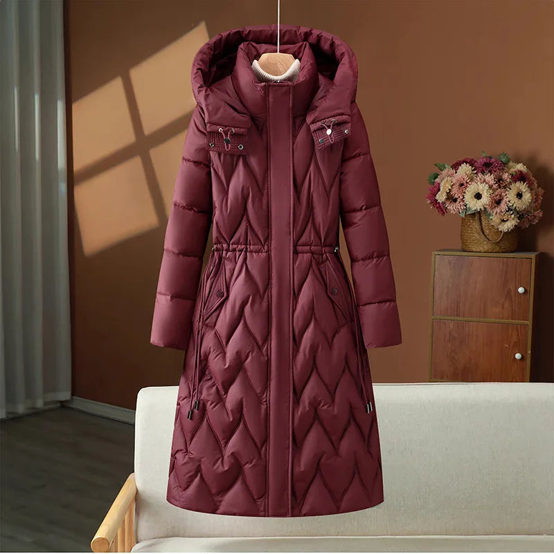 Parka longue à capuche pour femmes, manteaux, pardessus solide, simple boutonnage, manches longues, col montant, bureau, décontracté, automne hiver 2025