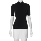 Robe élégante à col roulé pour femmes, demi-manches, mini streetwear, vêtements éducatifs pour femmes, batterie de documents d'abonnés, été, Y2k