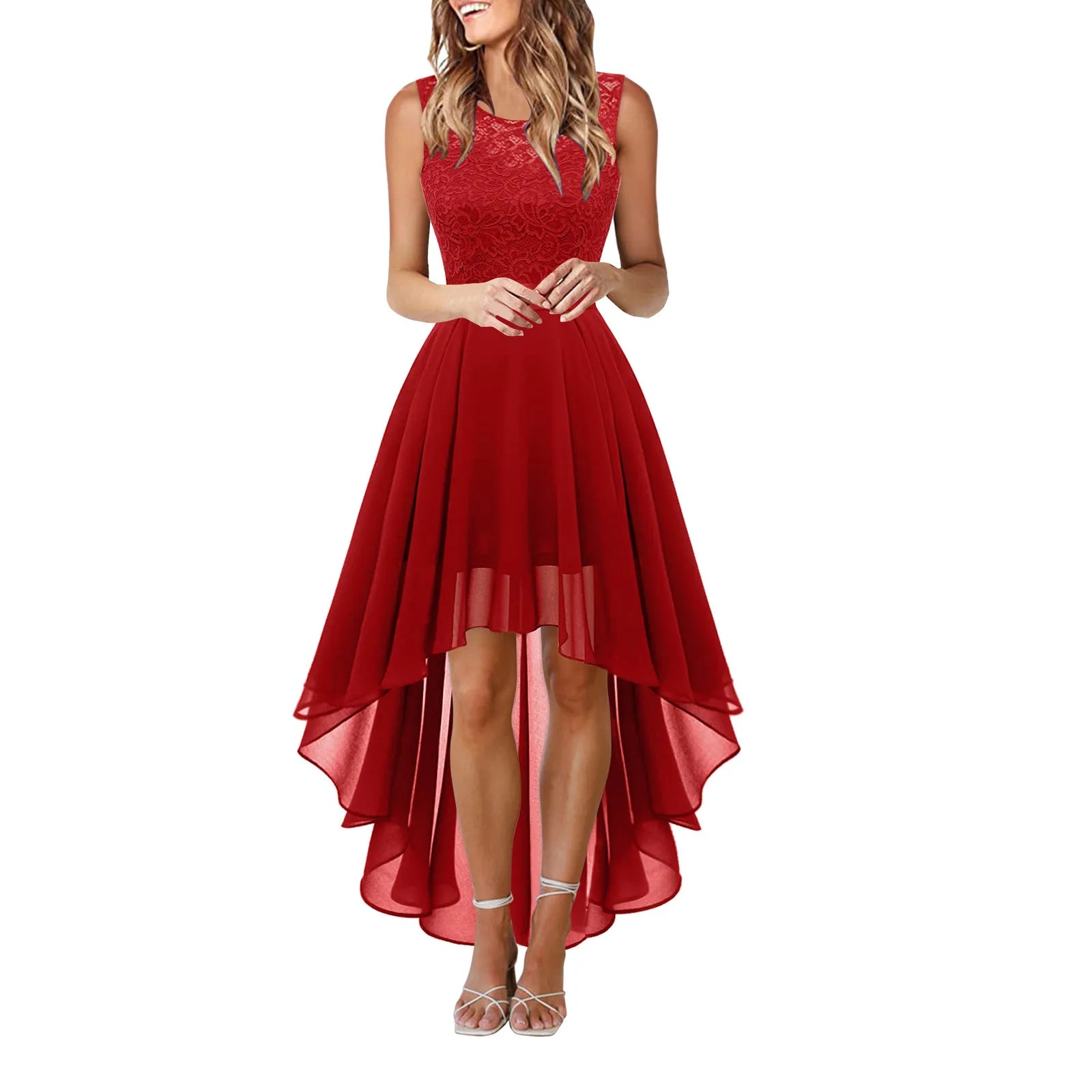 Robe de Soirée Vintage en Dentelle pour Femme – Robe Formelle de Demoiselle d'Honneur avec Ourlet Irrégulier