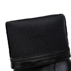 Femmes 7.5cm 10cm talons hauts bottes en cuir dame talons bas bottines courtes décapant hiver chaud neige peluche bout pointu chaussures