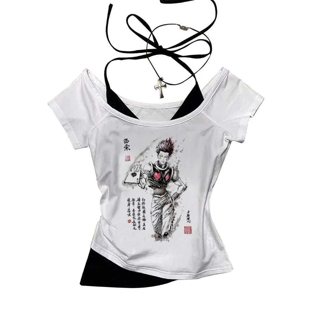 Crop Top Hunter x Hunter - T-Shirt Killua Hisoka Y2K