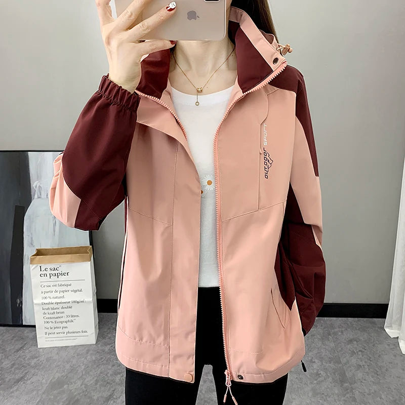 Escalade en plein air randonnée veste femmes Patchwork sport imperméable à capuche manteau Trekking montagne coupe-vent vestes imperméable