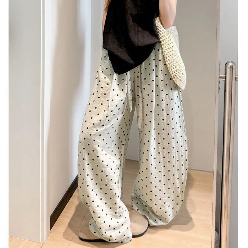 Pantalon Large en Lin à Pois - Look Fluide d'Été