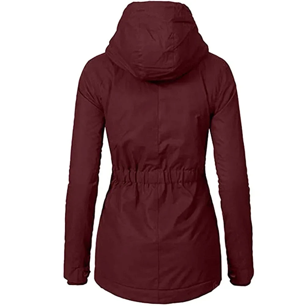 Manteau d'Hiver Épais à Capuche et Poches Amples pour Femme