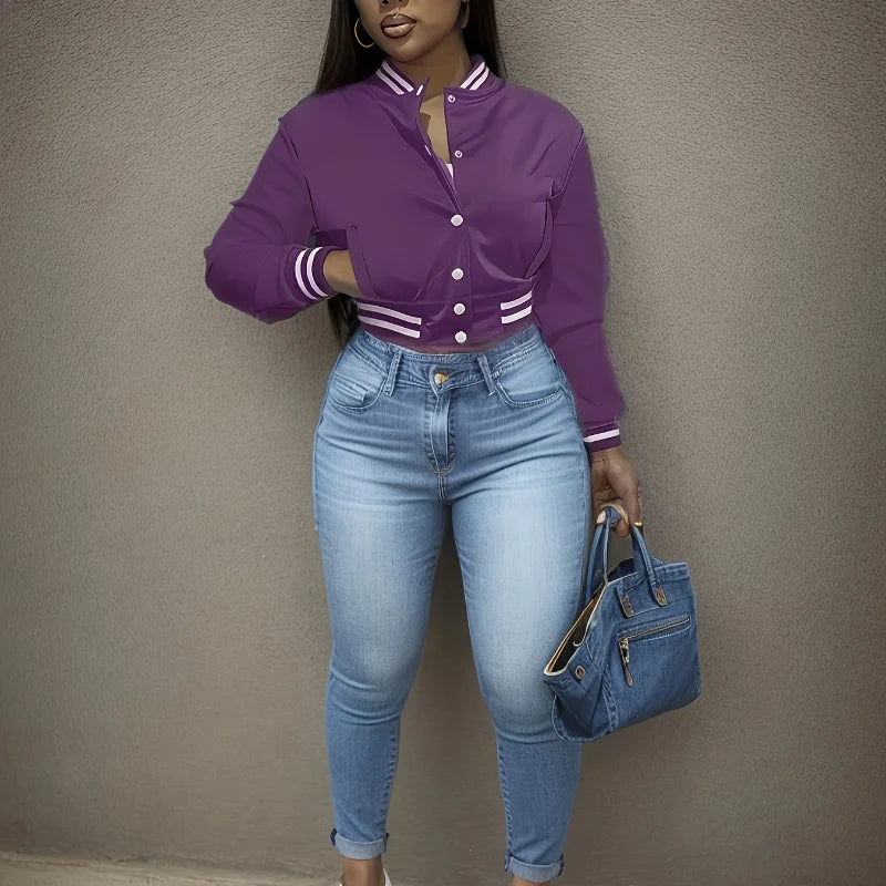 Veste de baseball à simple boutonnage pour femmes, veste européenne et N, document pur, printemps et automne