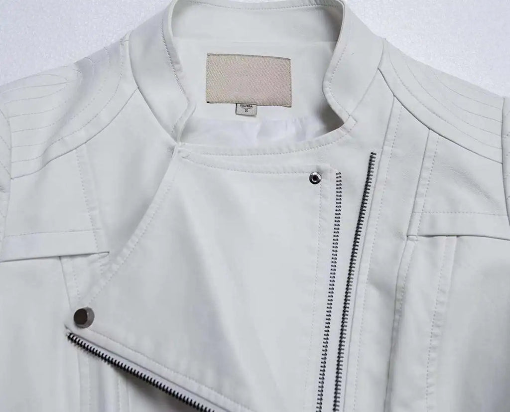 Veste en cuir pour femmes, mode européenne et américaine, moto, Slim, courte, fermeture éclair